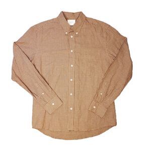 New! Billy Reid Tuscumbia Shirt Mens M Brick‎ Red Linen Blend Standard Fit NWT